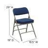 2 Pack HERCULES Series Premium Curved Triple Braced & Double Hinged Navy Fabric Metal Folding Chair