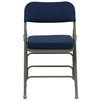 2 Pack HERCULES Series Premium Curved Triple Braced & Double Hinged Navy Fabric Metal Folding Chair