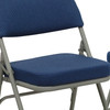 2 Pack HERCULES Series Premium Curved Triple Braced & Double Hinged Navy Fabric Metal Folding Chair