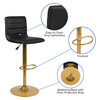 Vincent Modern Black Vinyl Adjustable Bar Stool with Back, Counter Height Swivel Stool with Gold Pedestal Base, Set of 2