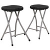 Micah 2 Pack Foldable Stool with Black Plastic Seat and Titanium Gray Frame