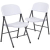 2 Pack HERCULES Series 330 lb. Capacity Granite White Plastic Folding Chair with Charcoal Frame