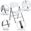 HERCULES Series White Plastic Folding Chairs | Set of 2 Lightweight Folding Chairs with Gray Frame