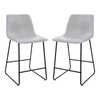 Reagan 24 inch LeatherSoft Counter Height Barstools in Light Gray, Set of 2