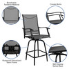 Valerie Patio Bar Height Stools Set of 2, All-Weather Textilene Swivel Patio Stools with High Back & Armrests in Gray