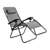 Celestial Adjustable Folding Mesh Zero Gravity Reclining Lounge Chair with Pillow and Cup Holder Tray in Gray, Set of 2