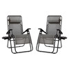 Celestial Adjustable Folding Mesh Zero Gravity Reclining Lounge Chair with Pillow and Cup Holder Tray in Gray, Set of 2