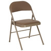 2 Pack HERCULES Series Double Braced Beige Vinyl Folding Chair