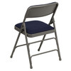 2 Pack HERCULES Series Curved Triple Braced & Double Hinged Navy Fabric Metal Folding Chair