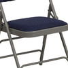 2 Pack HERCULES Series Curved Triple Braced & Double Hinged Navy Fabric Metal Folding Chair