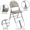 2 Pack HERCULES Series Ultra-Premium Triple Braced Gray Vinyl Metal Folding Chair with Easy-Carry Handle