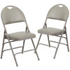 2 Pack HERCULES Series Ultra-Premium Triple Braced Gray Vinyl Metal Folding Chair with Easy-Carry Handle