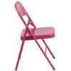 2 Pack HERCULES COLORBURST Series Shockingly Fuchsia Triple Braced & Double Hinged Metal Folding Chair