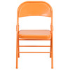 2 Pack HERCULES COLORBURST Series Orange Marmalade Triple Braced & Double Hinged Metal Folding Chair