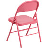 2 Pack HERCULES COLORBURST Series Bubblegum Pink Triple Braced & Double Hinged Metal Folding Chair