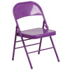 2 Pack HERCULES COLORBURST Series Impulsive Purple Triple Braced & Double Hinged Metal Folding Chair