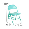 2 Pack HERCULES COLORBURST Series Tantalizing Teal Triple Braced & Double Hinged Metal Folding Chair