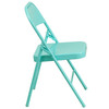 2 Pack HERCULES COLORBURST Series Tantalizing Teal Triple Braced & Double Hinged Metal Folding Chair