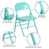 2 Pack HERCULES COLORBURST Series Tantalizing Teal Triple Braced & Double Hinged Metal Folding Chair