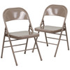 2 Pack HERCULES Series Triple Braced & Double Hinged Beige Metal Folding Chair