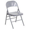 2 Pack HERCULES Series Triple Braced & Double Hinged Gray Metal Folding Chair