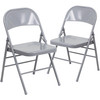 2 Pack HERCULES Series Triple Braced & Double Hinged Gray Metal Folding Chair