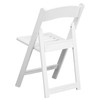 2 Pack HERCULES Series 1000 lb. Capacity White Resin Folding Chair with Slatted Seat