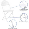 2 Pack HERCULES Series 650 lb. Capacity White Plastic Fan Back Folding Chair