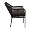 Kallie Set of 2 All-Weather Black Woven Stacking Club Chairs with Rounded Arms & Gray Zippered Seat Cushions