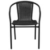 Lila 2 Pack Black Rattan Indoor-Outdoor Restaurant Stack Chair