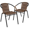 Lila 2 Pack Medium Brown Rattan Indoor-Outdoor Restaurant Stack Chair