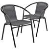 Lila 2 Pack Gray Rattan Indoor-Outdoor Restaurant Stack Chair