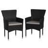 Maxim Modern Black Wicker Patio Armchairs for Deck or Backyard, Fade and Weather-Resistant Frames and Gray Cushions-Set of 2