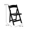 2 Pack HERCULES Series Black Wood Folding Chair with Vinyl Padded Seat