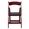 2 Pack HERCULES Series Mahogany Wood Folding Chair with Vinyl Padded Seat