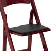 2 Pack HERCULES Series Mahogany Wood Folding Chair with Vinyl Padded Seat