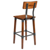 Jackson 2 Pack Rustic Antique Walnut Industrial Wood Dining Barstool