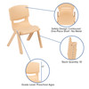 Whitney 2 Pack Natural Plastic Stackable School Chair with 12" Seat Height