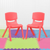 Whitney 2 Pack Red Plastic Stackable School Chair with 12" Seat Height