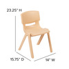 Whitney 2 Pack Natural Plastic Stackable School Chair with 13.25" Seat Height