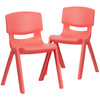 Whitney 2 Pack Red Plastic Stackable School Chair with 13.25" Seat Height