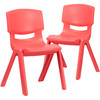 Whitney 2 Pack Red Plastic Stackable School Chair with 15.5" Seat Height
