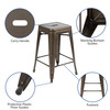 Cierra 24" High Metal Counter-Height, Indoor Bar Stool in Gun Metal Gray - Stackable Set of 4