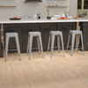 Cierra 30" High Metal Indoor Bar Stool in Silver - Stackable Set of 4