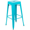 Cierra 30" High Metal Indoor Bar Stool in Teal - Stackable Set of 4