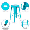 Cierra 30" High Metal Indoor Bar Stool in Teal - Stackable Set of 4