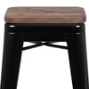 Cierra 30" High Metal Indoor Bar Stool with Wood Seat in Black - Stackable Set of 4