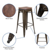 Cierra 30" High Metal Indoor Bar Stool with Wood Seat in Gun Metal Gray - Stackable Set of 4