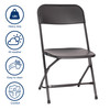 Hercules Big and Tall Commercial Folding Chair - Extra Wide 650LB. Capacity - Durable Plastic - Black, 4-Pack
