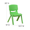 Whitney 4 Pack Green Plastic Stackable School Chair with 10.5'' Seat Height
